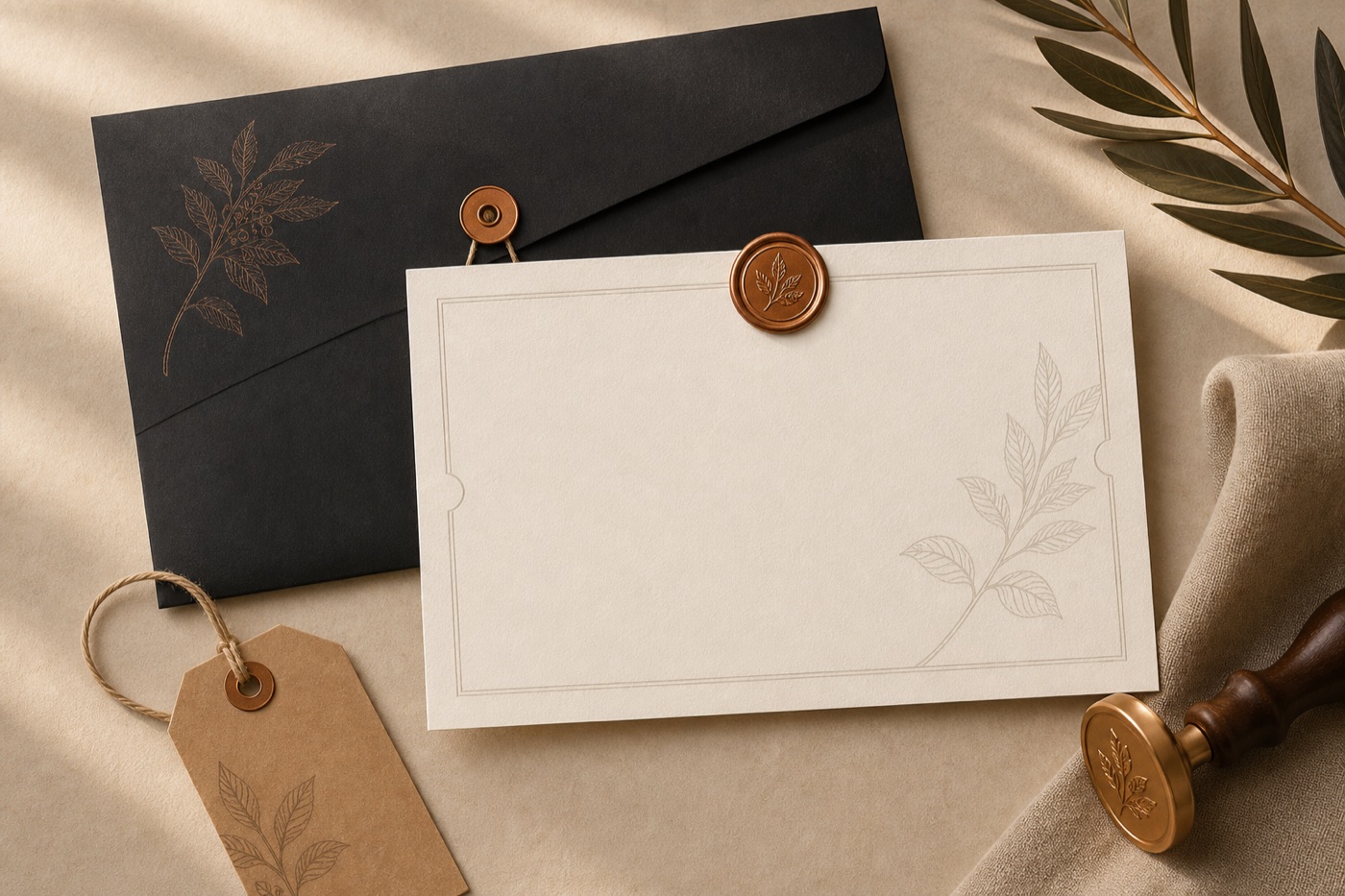Giveback receipt card with seal and botanical paper